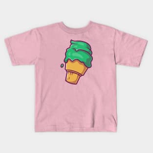 Cute Ice Cream Matcha Cartoon Illustration Kids T-Shirt